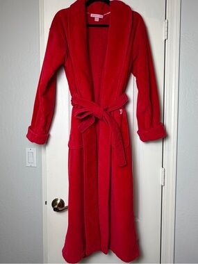 Vintage Victoria's Secret Red 100% Cotton Terrycloth Bathrobe Midi Length Medium